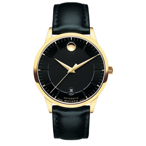  Shop Authentic Movado 1881 Automatic Black Dial Black Leather Strap Watch For Men - 606875 - Luxxuri
