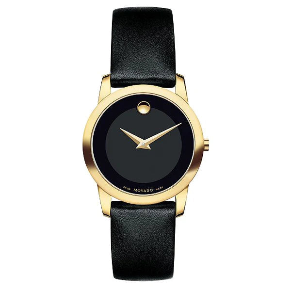  Shop Authentic Movado Museum Black Dial Black Leather Strap Watch For Men - 606876 - Luxxuri