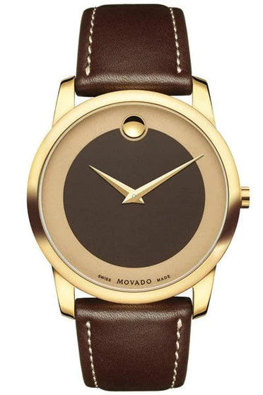  Shop Authentic Movado Museum Classic Brown Dial Brown Leather Strap Watch For Men - 0606880 - Luxxuri