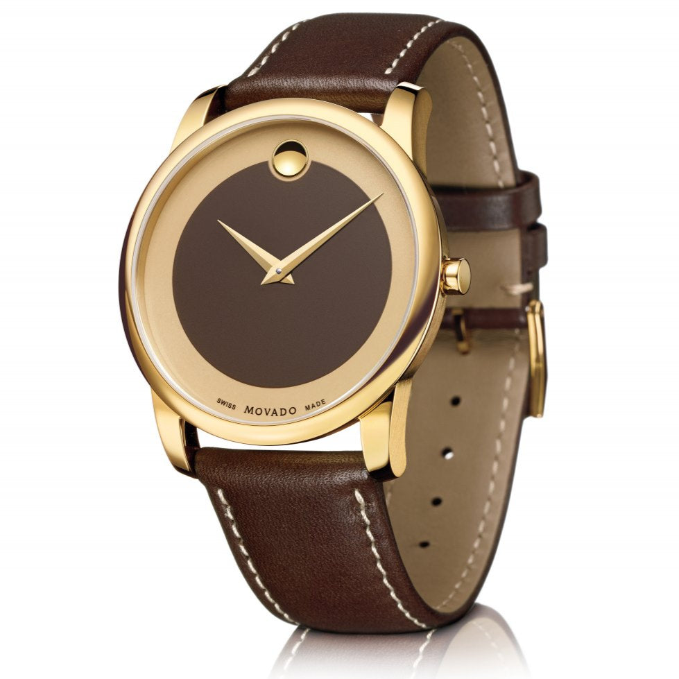  Shop Authentic Movado Museum Classic Brown Dial Brown Leather Strap Watch For Men - 0606880 - Luxxuri