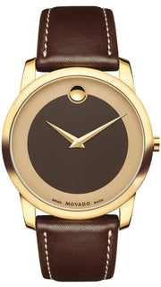  Shop Authentic Movado Museum Classic Brown Dial Brown Leather Strap Watch For Men - 0606880 - Luxxuri