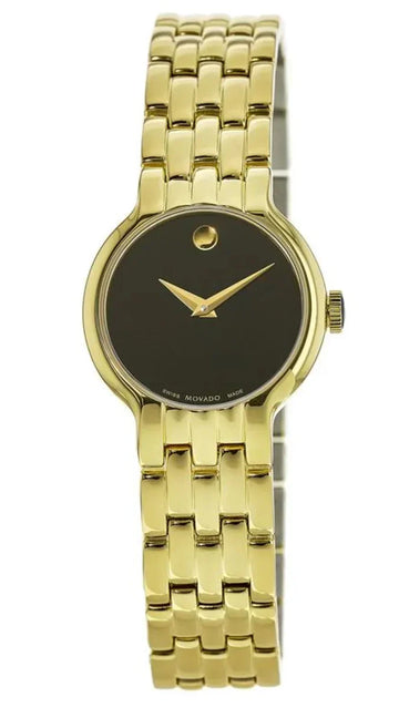  Shop Authentic Movado Veturi Black Dial Gold Steel Strap Watch for Women - 0606935 - Luxxuri