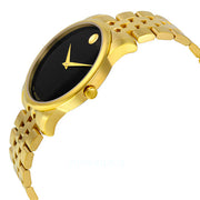  Shop Authentic Movado Museum Black Dial Gold Steel Strap Watch For Men - 606997 - Luxxuri