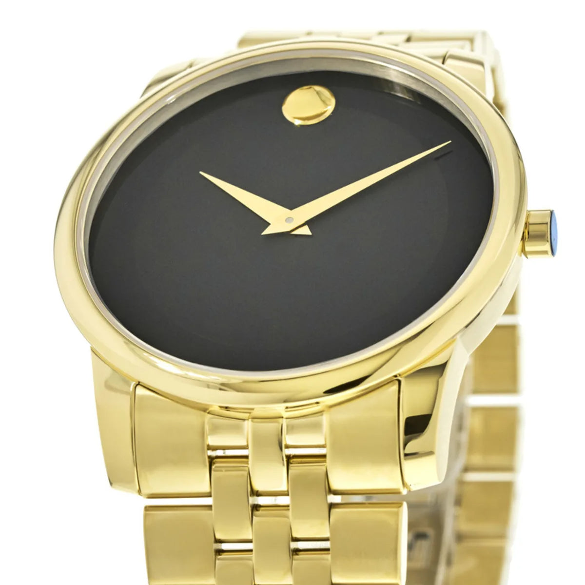  Shop Authentic Movado Museum Black Dial Gold Steel Strap Watch For Men - 606997 - Luxxuri