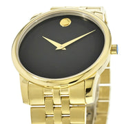  Shop Authentic Movado Museum Black Dial Gold Steel Strap Watch For Men - 606997 - Luxxuri
