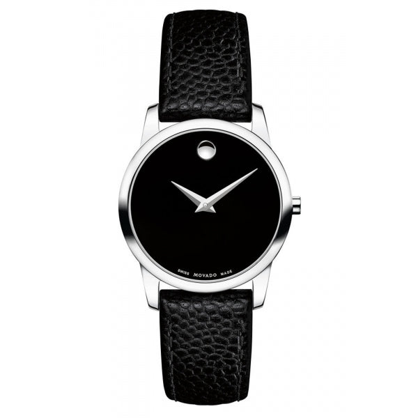  Shop Authentic Movado Museum Classic Black Dial Black Leather Strap Watch For Women - 0607015 - Luxxuri