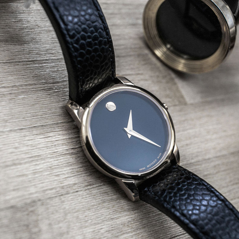  Shop Authentic Movado Museum Classic Black Dial Black Leather Strap Watch For Women - 0607016 - Luxxuri