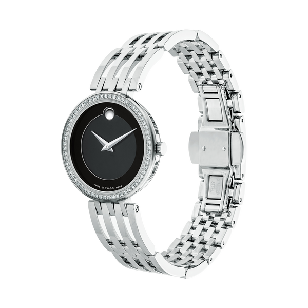  Shop Authentic Movado Esperanza 63 Diamonds Black Dial Silver Steel Strap Watch For Women - 0607052 - Luxxuri