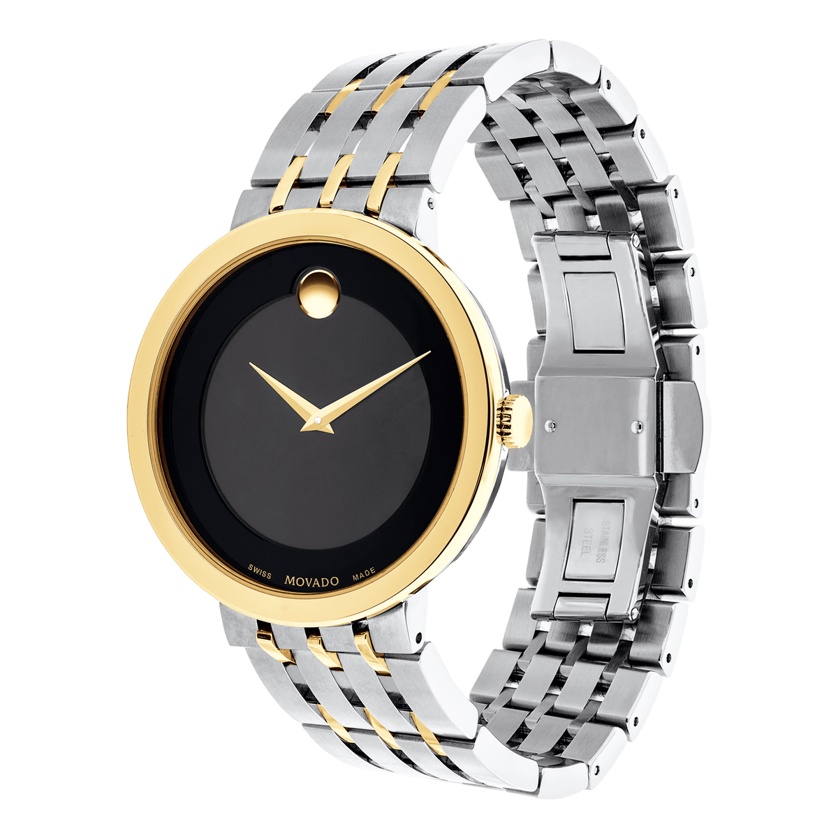  Shop Authentic Movado Museum Esperanza Black Dial Two Tone Steel Strap Watch For Men - 0607058 - Luxxuri
