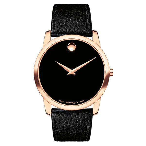  Shop Authentic Movado Museum Classic Black Dial Black Leather Strap Watch For Men - 607060 - Luxxuri