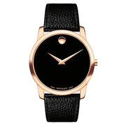  Shop Authentic Movado Museum Classic Black Dial Black Leather Strap Watch For Men - 607060 - Luxxuri
