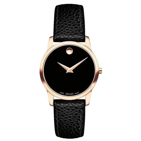  Shop Authentic Movado Museum Classic Black Dial Black Leather Strap Watch For Women - 607061 - Luxxuri