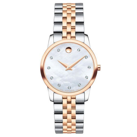  Shop Authentic Movado Museum Classic Mother of Pearl White Dial Two Tone Steel Strap Watch for Women - 0607077 - Luxxuri