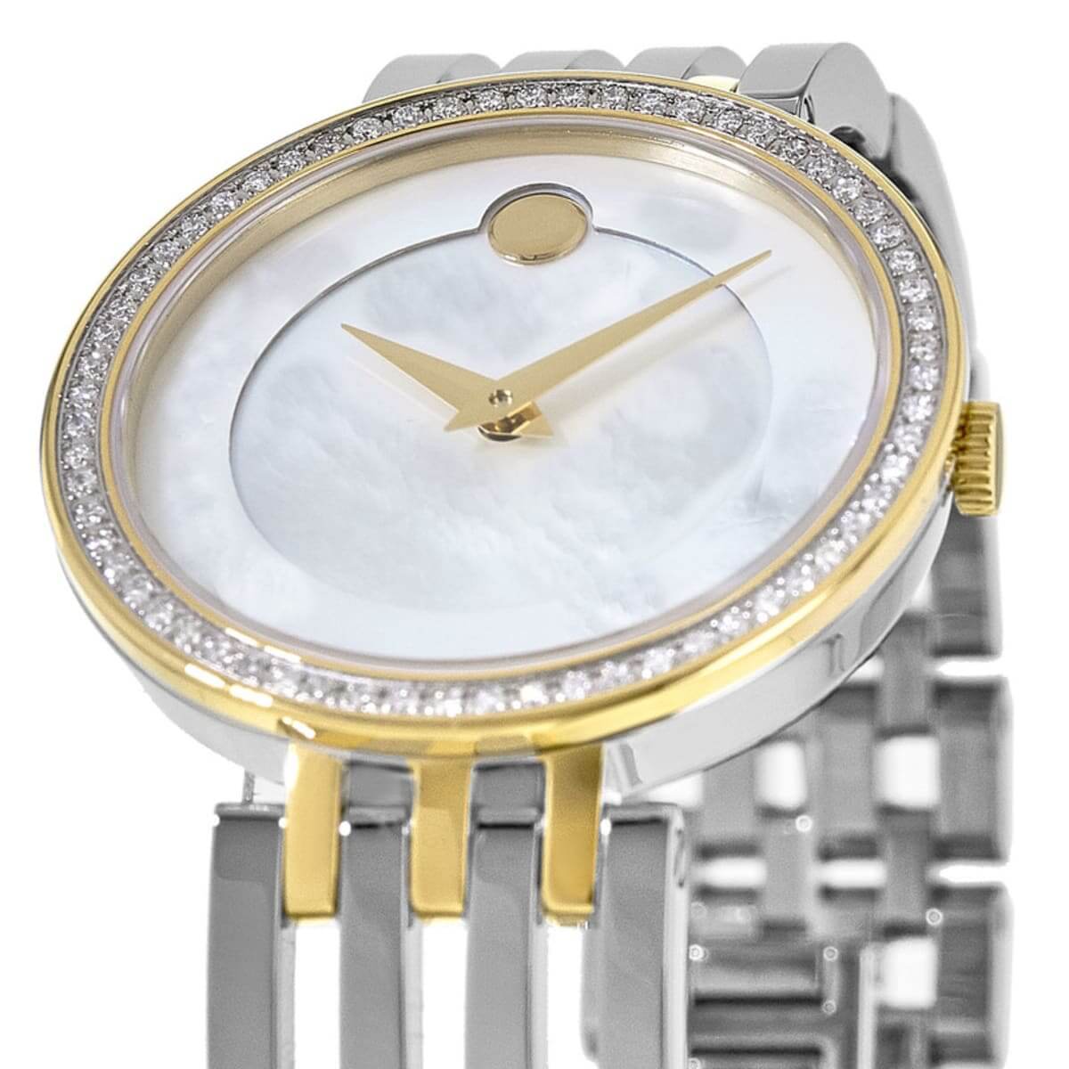  Shop Authentic Movado Esperanza Mother of Pearl Dial Two Tone Steel Strap Watch For Women - 0607085 - Luxxuri