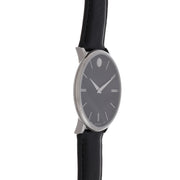  Shop Authentic Movado Ultra Slim Black Dial Black Leather Strap Watch For Women - 0607094 - Luxxuri