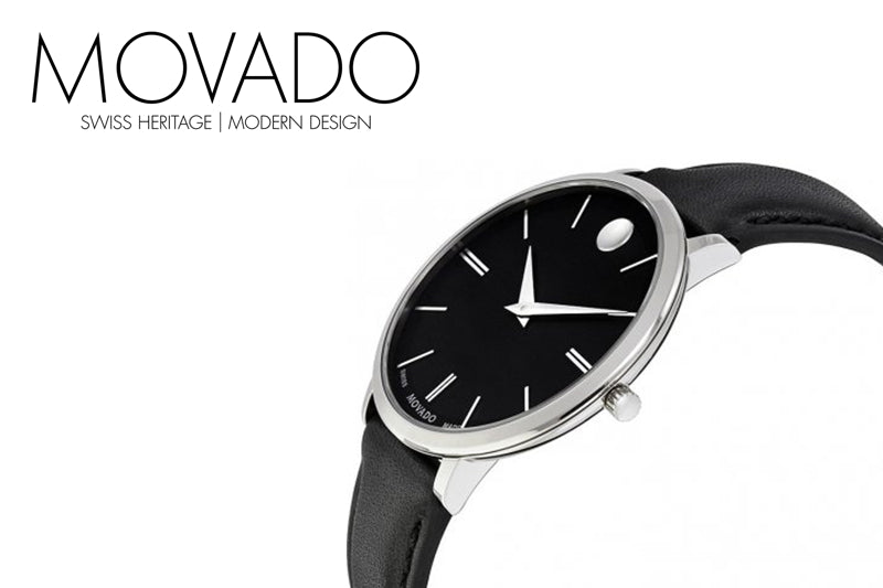  Shop Authentic Movado Ultra Slim Black Dial Black Leather Strap Watch For Women - 0607090 - Luxxuri