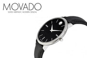  Shop Authentic Movado Ultra Slim Black Dial Black Leather Strap Watch For Women - 0607090 - Luxxuri