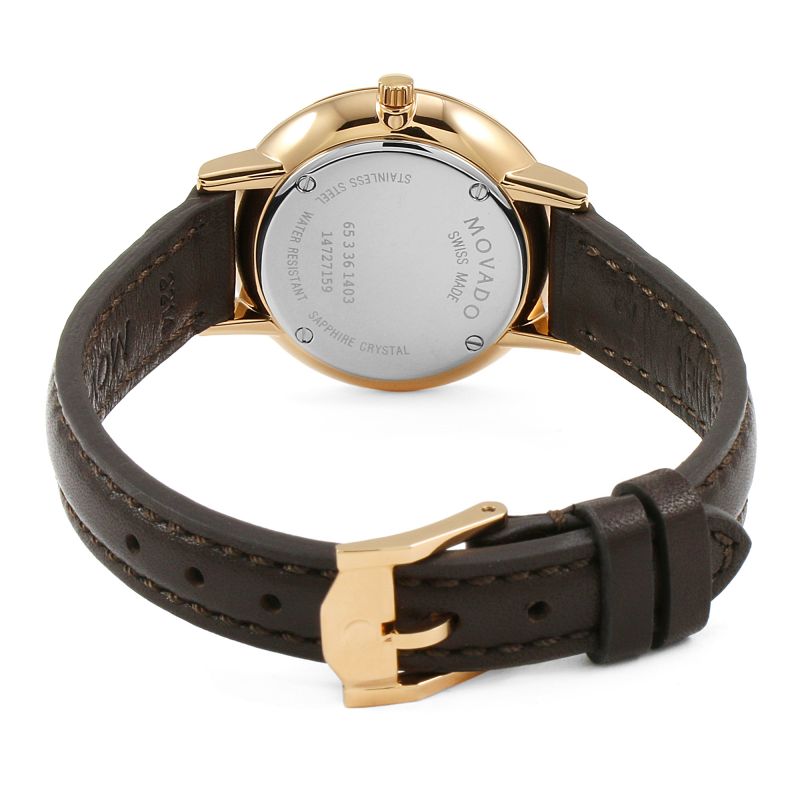 Shop Authentic Movado Ultra Slim White Dial Brown Leather Strap Watch For Women - 0607096 - Luxxuri