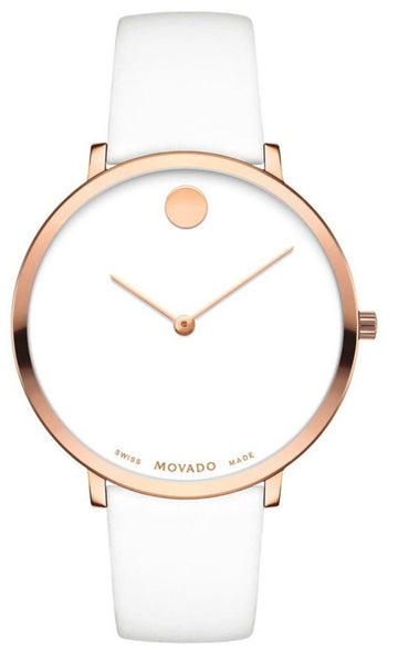  Shop Authentic Movado Museum 70th Anniversary Special Edition White Dial White Leather Strap Watch For Women - 0607139 - Luxxuri