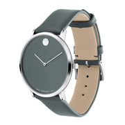  Shop Authentic Movado Museum 70th Anniversary Grey Dial Grey Leather Strap Watch For Women - 0607144 - Luxxuri