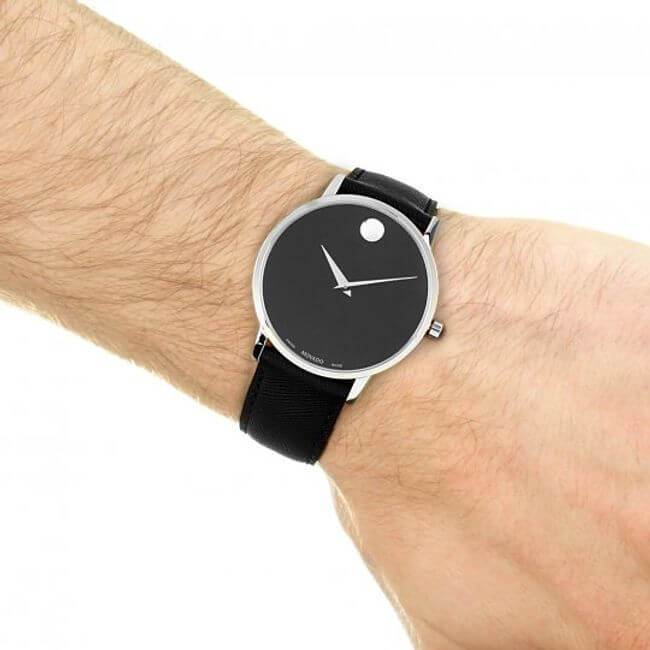  Shop Authentic Movado Museum Classic Black Dial Black Leather Strap Watch for Men - 0607194 - Luxxuri