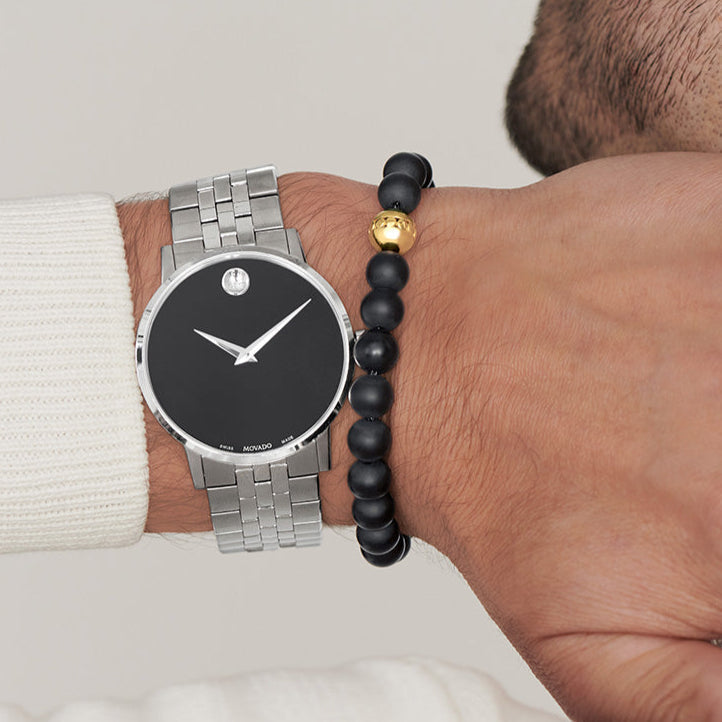  Shop Authentic Movado Museum Classic Black Dial Silver Steel Strap Watch For Men - 606504 - Luxxuri
