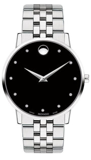  Shop Authentic Movado Museum Classic Diamonds Black Dial Silver Steel Strap Watch for Men - 0607201 - Luxxuri
