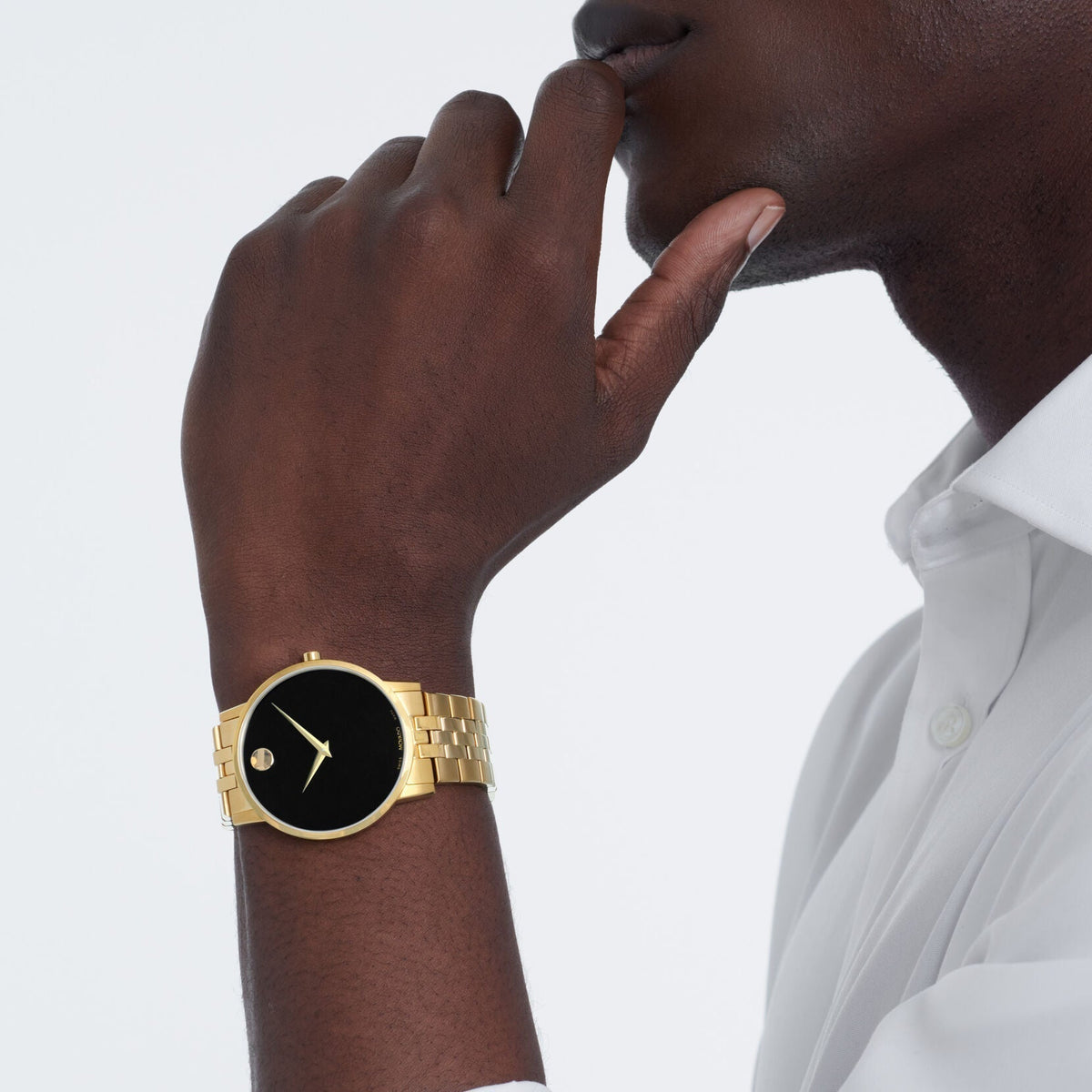  Shop Authentic Movado Museum Black Dial Gold Steel Strap Watch For Men - 606997 - Luxxuri
