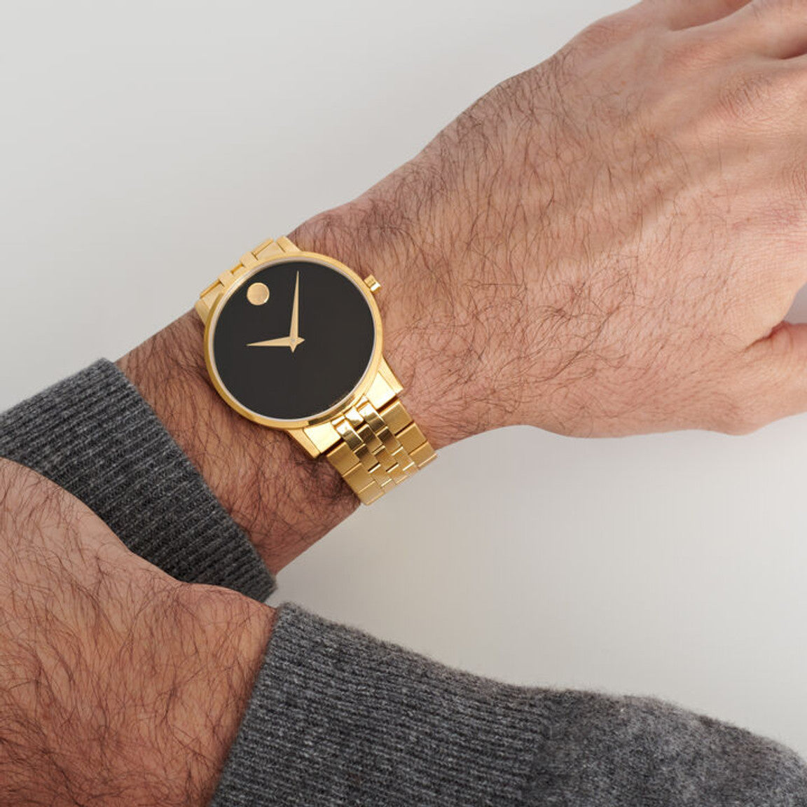  Shop Authentic Movado Museum Classic Quartz Black Dial Gold Steel Strap Watch for Men - 0607203 - Luxxuri