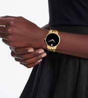  Shop Authentic Movado Museum Classic Quartz Black Dial Gold Steel Strap Watch for Men - 0607203 - Luxxuri