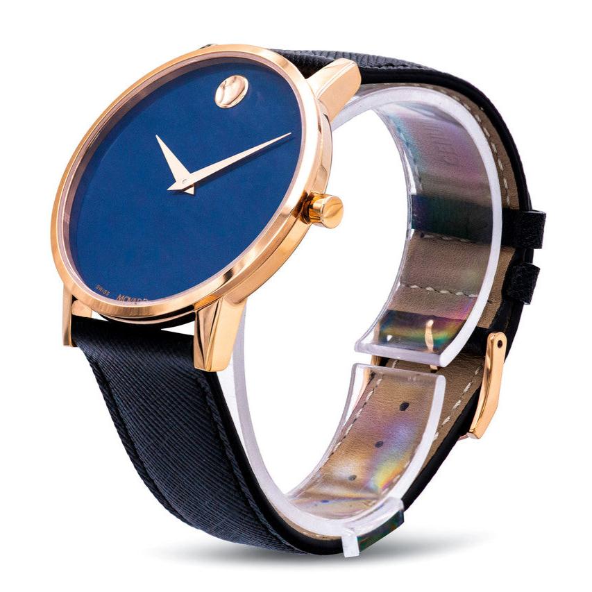  Shop Authentic Movado Museum Sport Blue Dial Black Leather Strap Watch for Men - 0607266 - Luxxuri