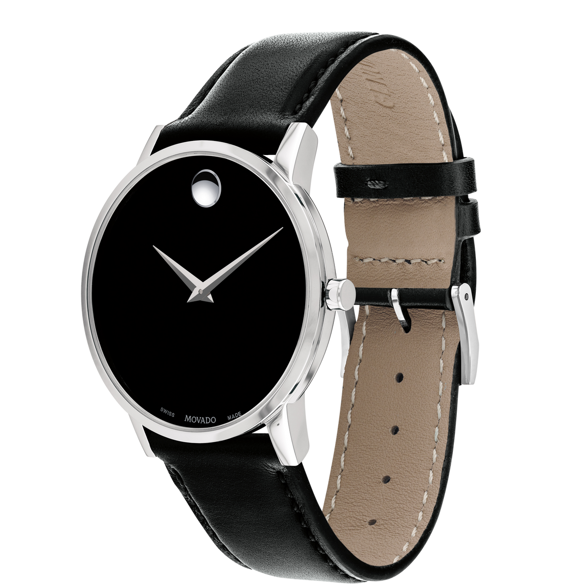  Shop Authentic Movado Museum Black Dial Black Leather Strap Watch For Men - 2100002 - Luxxuri
