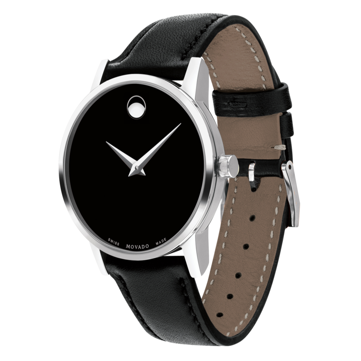  Shop Authentic Movado Museum Black Dial Black Leather Strap Watch For Men - 2100002 - Luxxuri