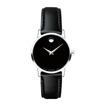  Shop Authentic Movado Museum Black Dial Black Leather Strap Watch For Men - 2100002 - Luxxuri