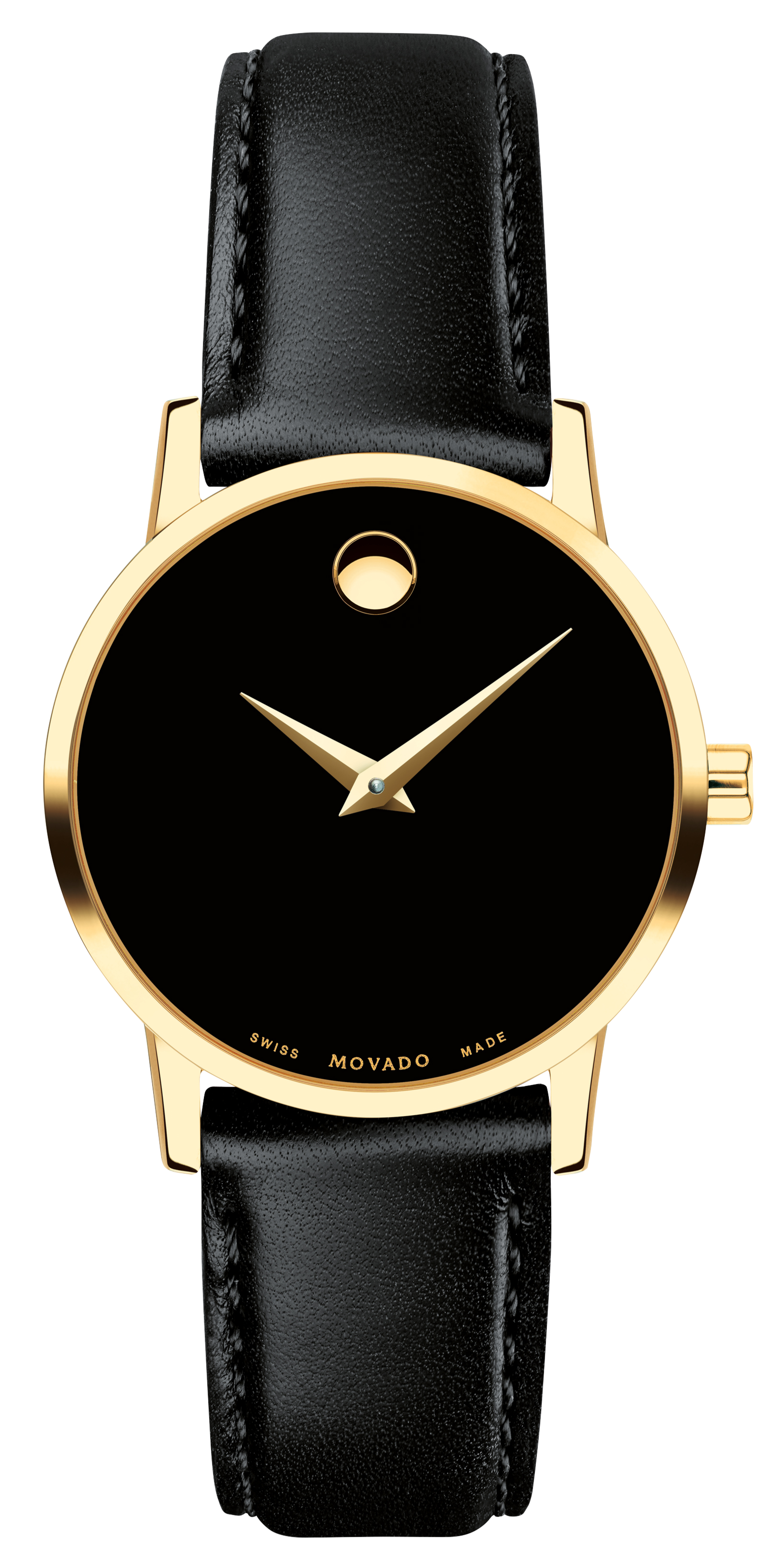  Shop Authentic Movado Museum Black Dial Black Leather Strap Watch For Women - 2100006 - Luxxuri