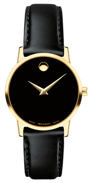  Shop Authentic Movado Museum Black Dial Black Leather Strap Watch For Women - 2100006 - Luxxuri