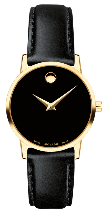  Shop Authentic Movado Museum Black Dial Black Leather Strap Watch For Women - 2100006 - Luxxuri