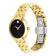  Shop Authentic Movado Museum Classic Quartz Black Dial Gold Steel Strap Watch For Women - 0607005 - Luxxuri