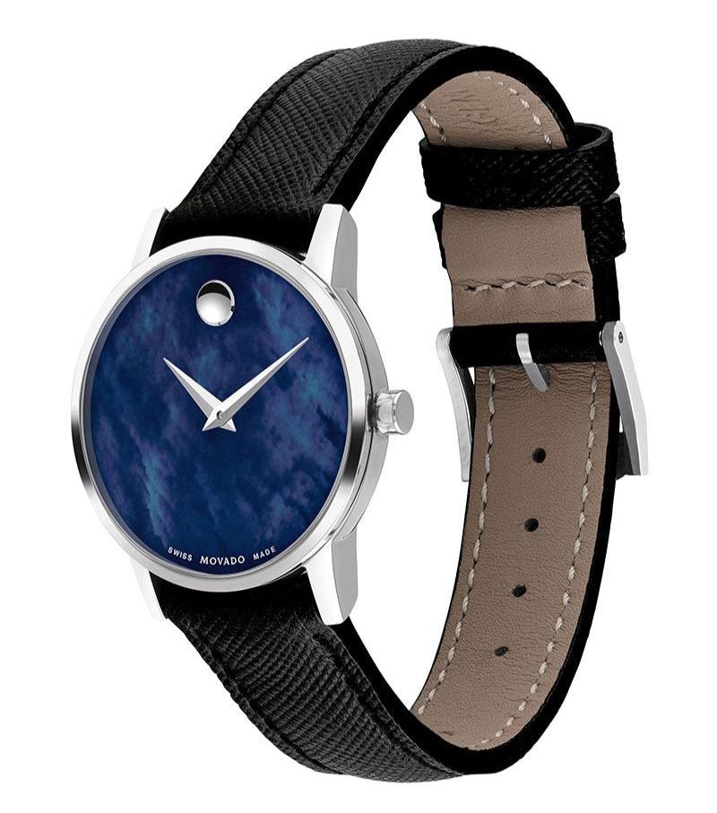  Shop Authentic Movado Museum Blue Dial Black Leather Strap Watch For  Men - 2100009 - Luxxuri