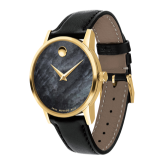  Shop Authentic Movado Museum Black Dial Black Leather Strap Watch For Men - 2100005 - Luxxuri