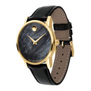  Shop Authentic Movado Museum Black Dial Black Leather Strap Watch For Men - 2100005 - Luxxuri