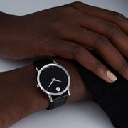  Shop Authentic Movado Museum Black Dial Black Leather Strap Watch For Men - 2100002 - Luxxuri