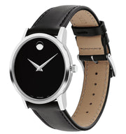 Shop Authentic Movado Museum Black Dial Black Leather Strap Watch For Men - 2100002 - Luxxuri