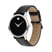  Shop Authentic Movado Museum Black Dial Black Leather Strap Watch For Men - 2100002 - Luxxuri