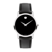  Shop Authentic Movado Museum Black Dial Black Leather Strap Watch For Men - 606502 - Luxxuri