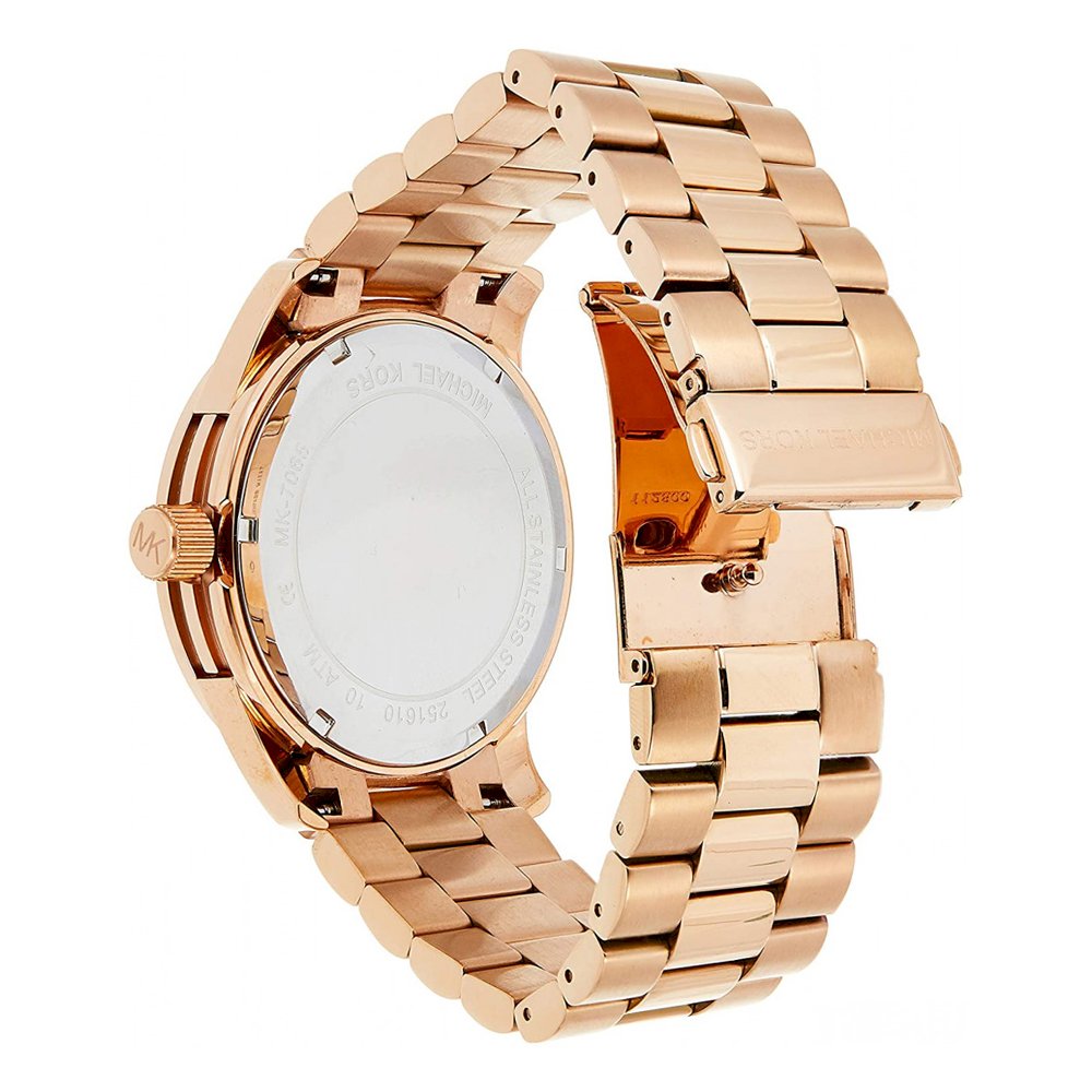  Shop Authentic Michael Kors Runway Blue Dial Rose Gold Stainless Steel Strap Watch for Women - MK7065 - Luxxuri