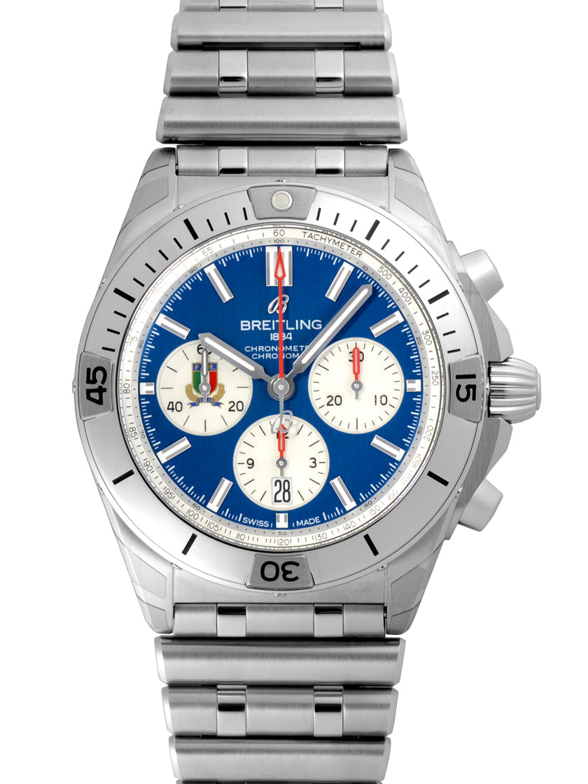  Shop Authentic Breitling Chronomat B01 42 Six Nations Italy Blue Dial Silver Steel Strap Watch for Men - AB0134A41C1A1 - Luxxuri