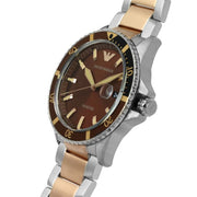  Shop Authentic Emporio Armani Diver Quartz Brown Dial Two Tone Steel Strap Watch For Men - AR11340 - Luxxuri