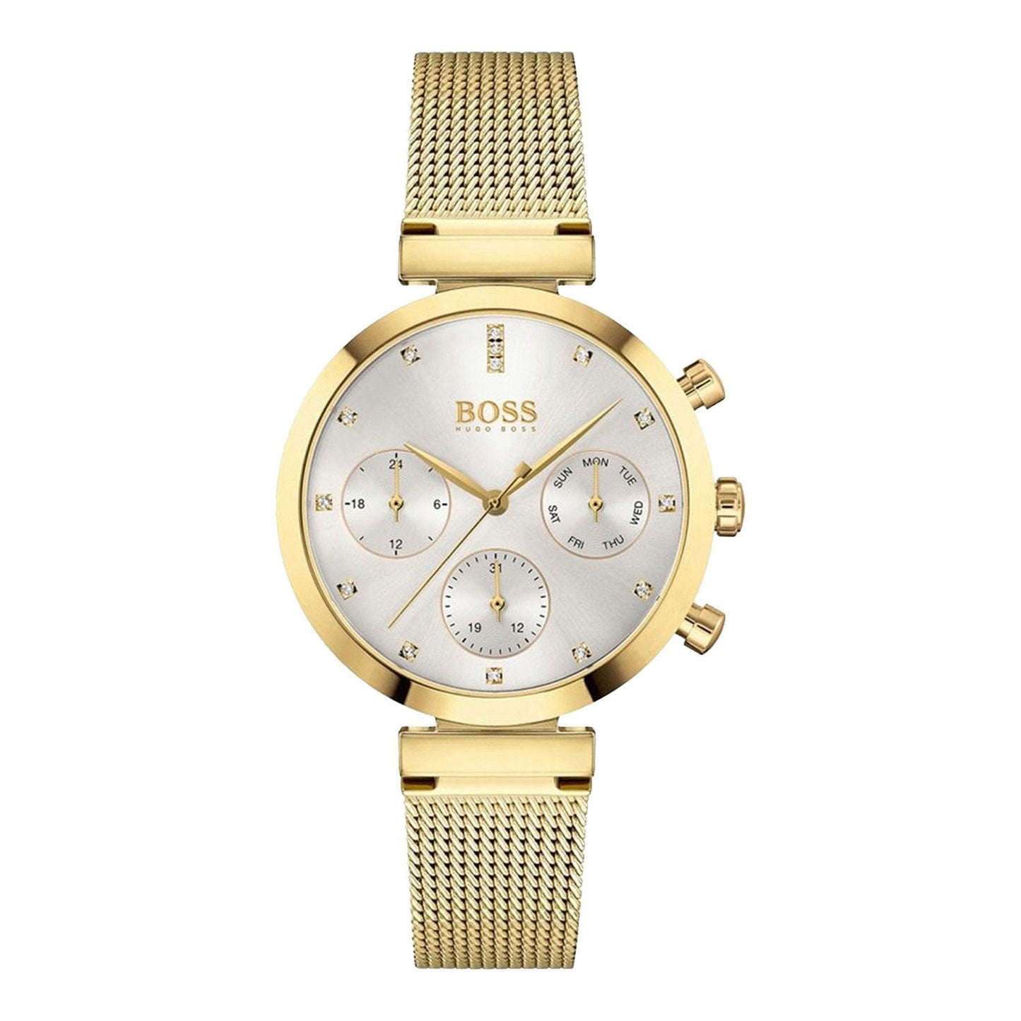  Shop Authentic Hugo Boss Flawless White Dial Gold Mesh Bracelet Watch for Women - 1502552 - Luxxuri