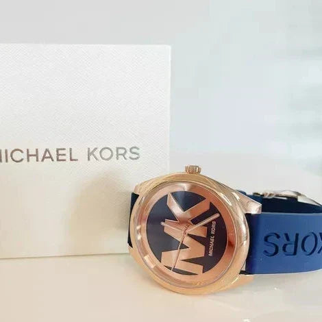  Shop Authentic Michael Kors Janelle Three Hand Blue Dial Blue Rubber Strap Watch For Women - MK7140 - Luxxuri